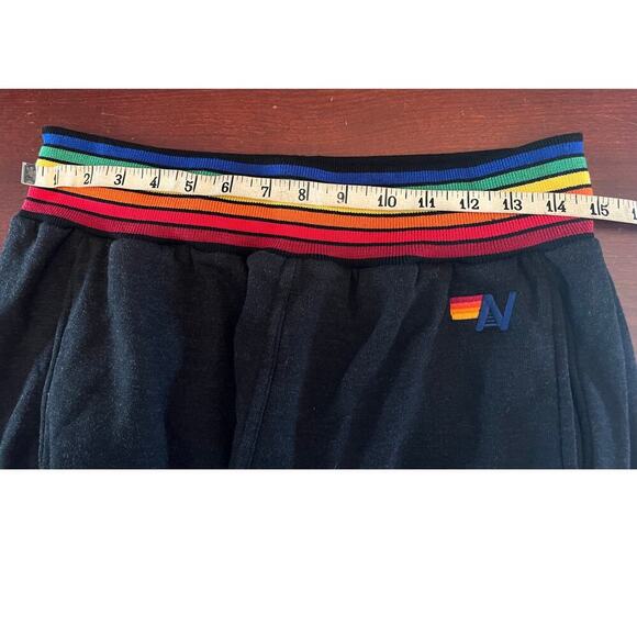 NWT Aviator Nation Rainbow Stripe Sweatpants, Black, XL - Picture 3 of 6